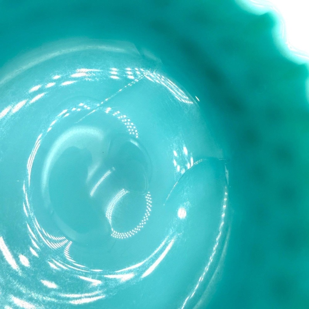Vtg Fenton Aqua Turquoise Milk Glass Hobnail Footed Candy Dish Compote with Lid - Picture 4 of 7